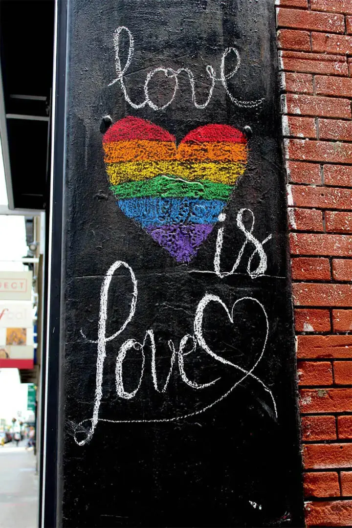 A LGBTQ quote with a rainbow heart