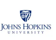 Johns Hopkins University logo with blue shield and text. Johns Hopkins University logo with blue shield and text.